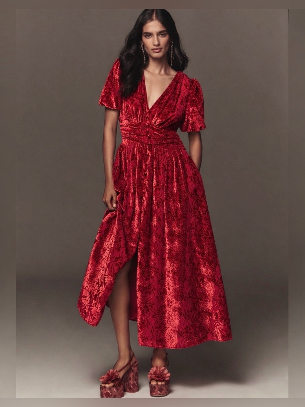 Anthropologie The Katerina Button front velvet edition